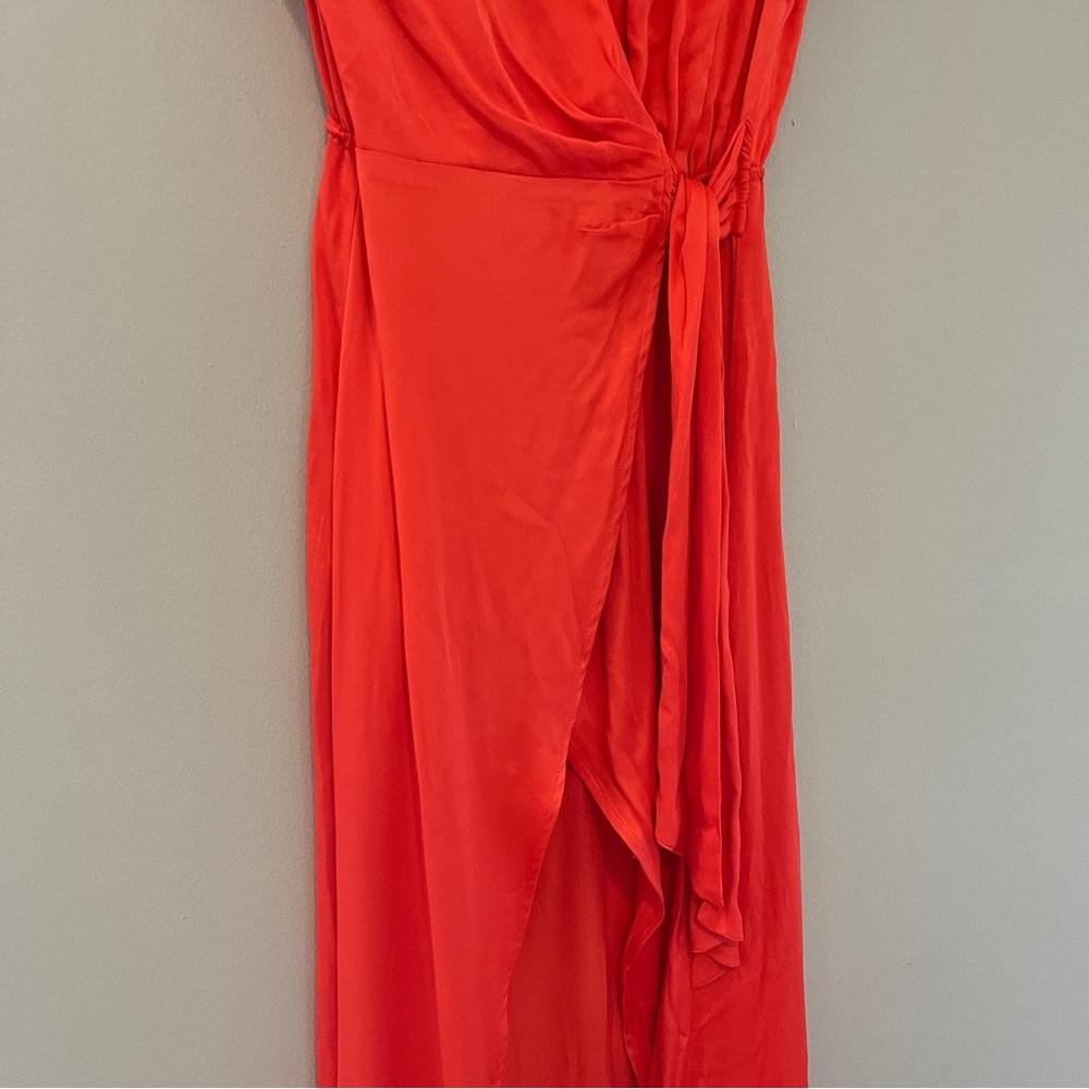 Anthropologie Maeve Orange Open-Back Wrap Midi Dress Size Small - Picture 6 of 13